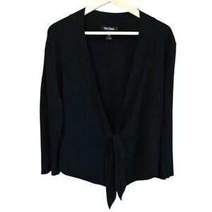White House Black Market Women's Black Tie Front Cardigan Sweater XL